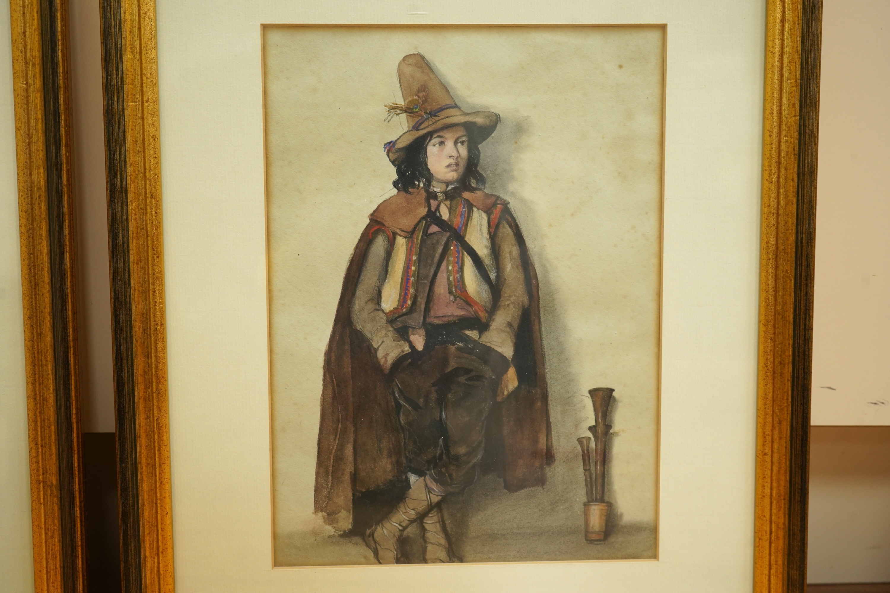 Late 19th century Italian School, Study of an elderly soldier and one other, unsigned, pair of watercolours, 28 x 21cm